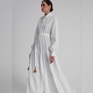 EVI GRINTELA Beldi Tassel-Belt Tiered Shirtdress size XS